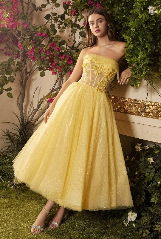 Andrea & Leo A1055 Strapless Tea Length Dress