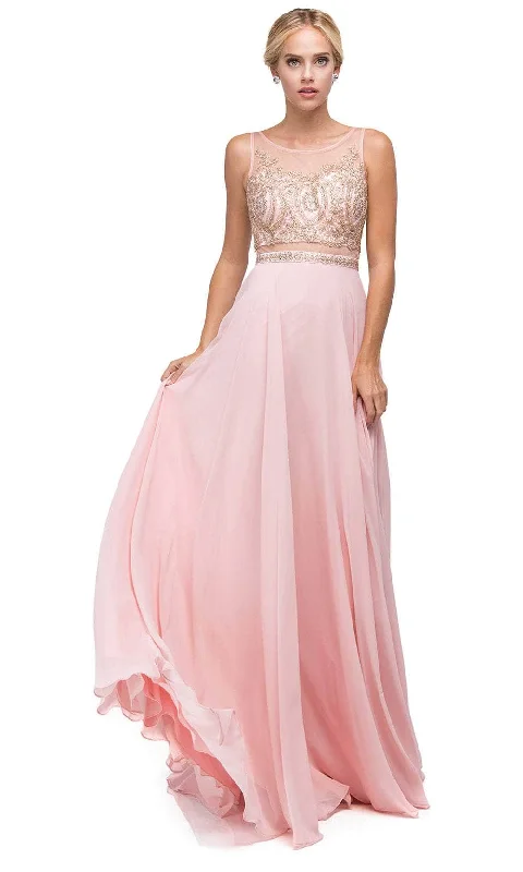 Dancing Queen 9856 - Illusion Back Sequin Prom Gown