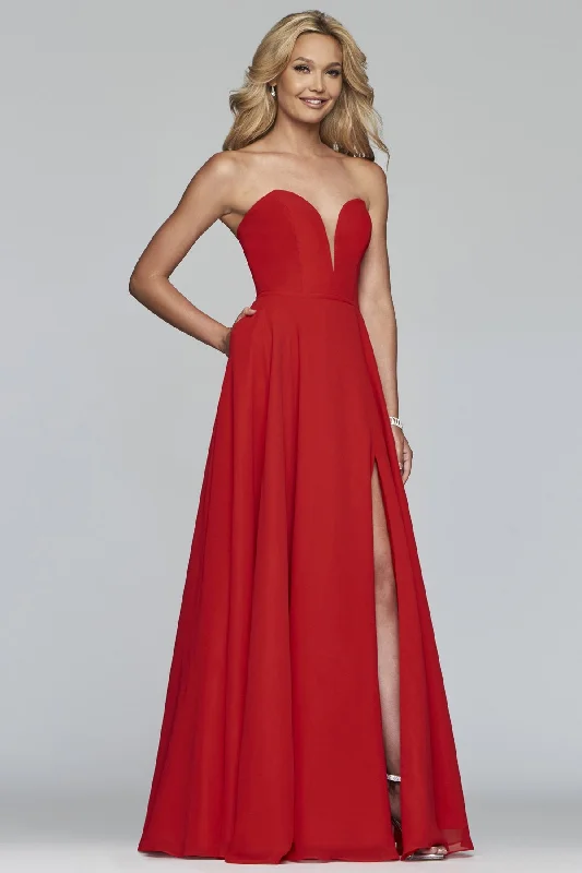 Faviana - S10232E Deep Sweetheart Chiffon A-line Dress