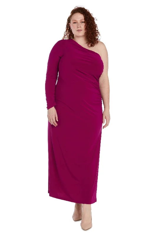 Nightway Long One Shoulder Plus Size Dress 22158W