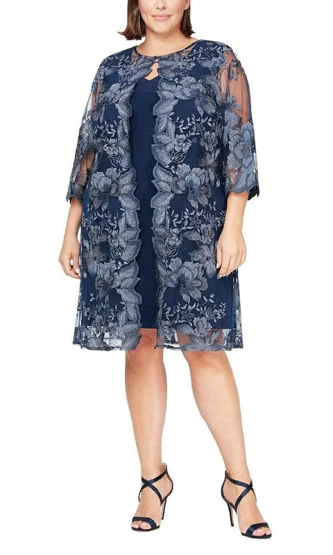 Alex Evenings - 84122202 Floral Embellished Matte Jersey Dress