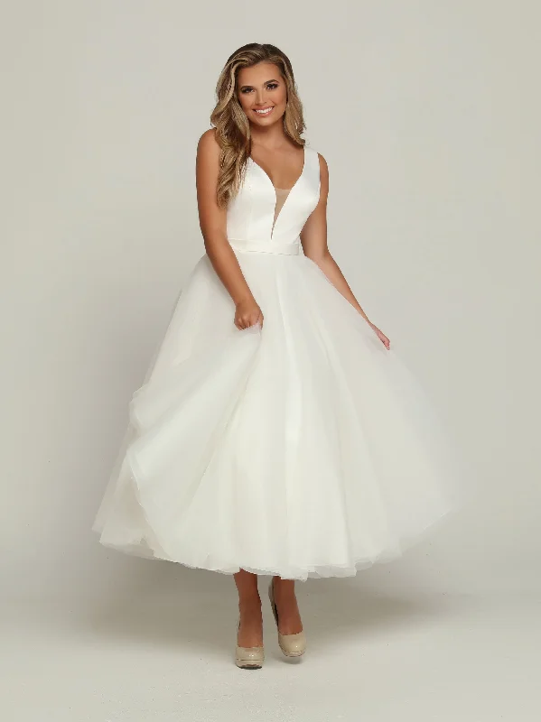 Davinci Bridal 50685 Size 8  White Tea length Ballgown removable skirt wedding dress Bridal Gown Tulle