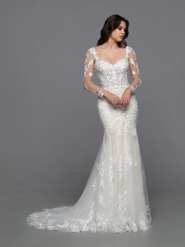 Davinci Bridal 50774 Long Sleeve Sheer Corset Lace Mermaid Wedding Dress Bridal Gown