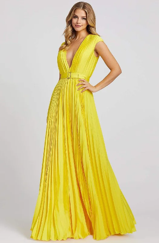 Ieena Duggal - 26285I Deep V Neck Pleated Flowy Junior Prom Gown