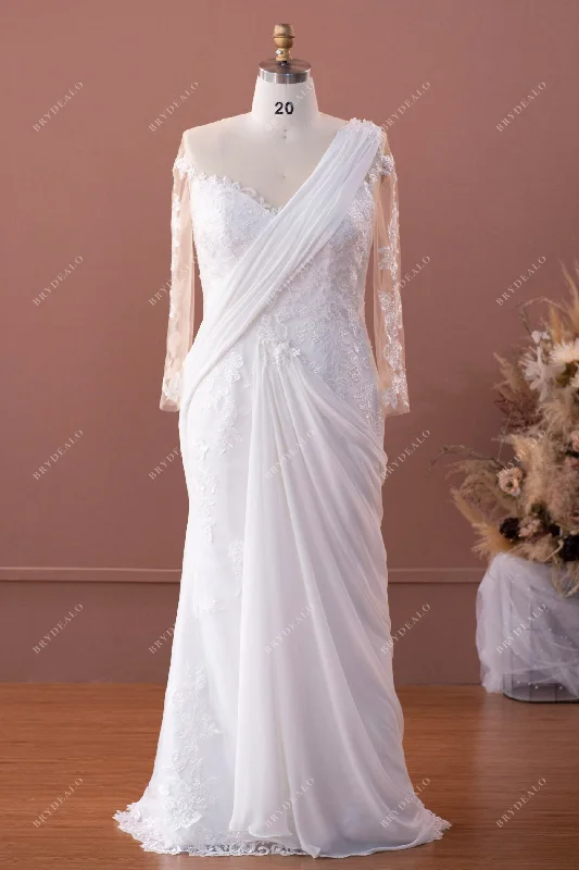 Plus Size Lace Sari Cape Mermaid Wedding Dress