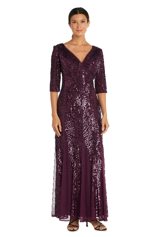 R&M Richards 7565P Long Formal Petite Beaded Dress