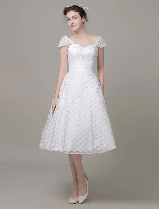 Sweetheart Wedding Dress Tulle A-Line Knee-Length Bridal Dress